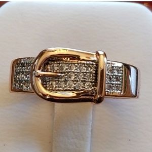 14k YG Filled Pave Belt Ring Size 8